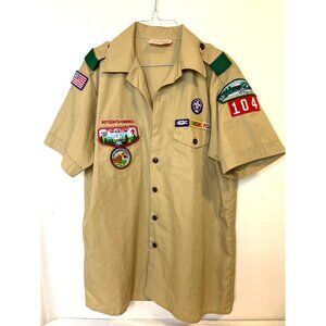 Boy Scout Shirt Adult Mens L Beige Button Up Short Sleeve Cascade Pacific WA OR